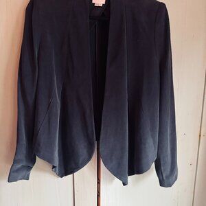 NWOT! A. Moss Y2K Asymmetrical Black Silk Jacket w/ Front Pleats – Size Small